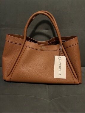 Newbella Tan Pebbled Leather Tote